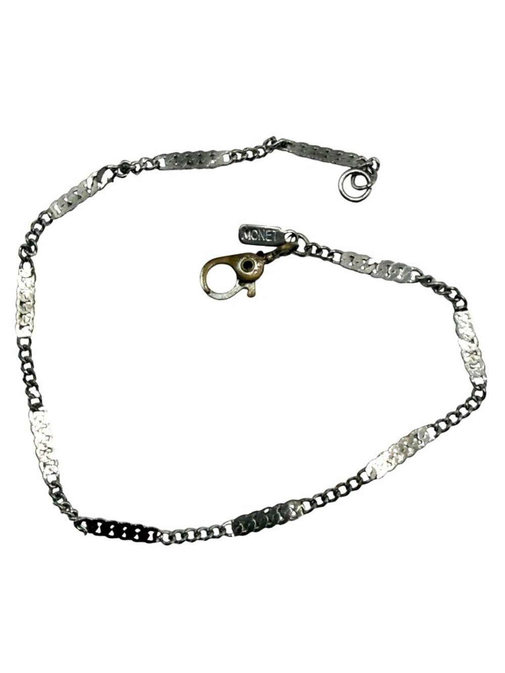 Vintage Monet Chain Bracelet Silver Tone Signed 7.25” Lobster Clasp